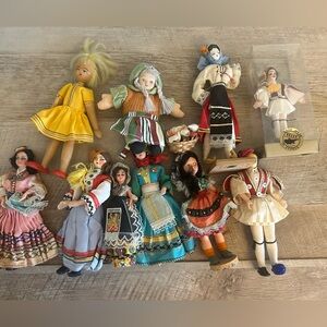 Lot Vintage‎  European Folk Ethnic Dolls, National Costume Lot Of 10